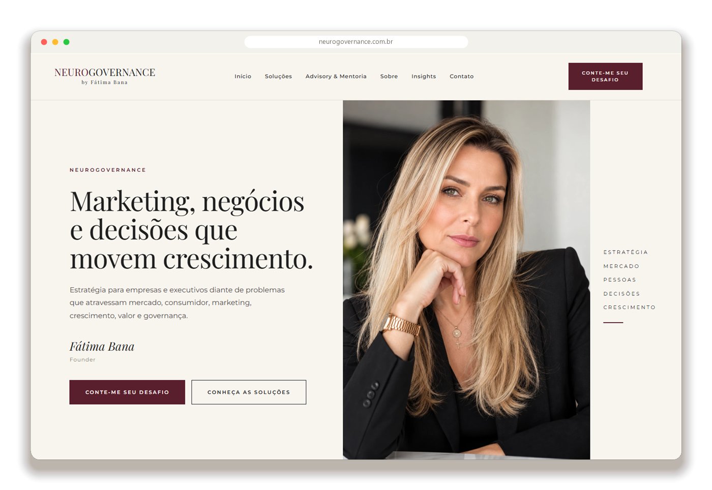 Mockup do site Neurogovernance criado pela Joysystem